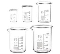Becher 100 ml 50 ml 25 ml 10 ml 5 ml Beker Graduati Vetro Borosilicato per Laboratorio Esperimento Medicina