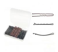 BechKCpro Set di 150 forcine professionali per capelli, 50 forcine ondulate e 50 forcine nere curve (5,6 cm) + 50 forcine marroni a forma di U (6 cm), antiruggine e non sbiadiscono, con punte a sfera