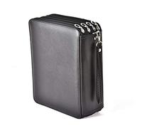 Becho - Astuccio multifunzione in morbida pelle con cerniera multistrato, con scomparto per penne e matite, 184 scomparti, colore: nero