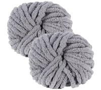 bechoanigel 2 Pezzi Lana Gomitoli Grossa 500g, Filato Gigante Gomitoli Lana Grossa per Coperte a Mano, Gomitoli Ciniglia Grossa per Lavorare a Maglia Sciarpe, Cappelli e Cuscini - Grigio