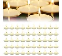 bechoanigel 50 Pezzi Candele Galleggianti, Candele Galleggianti Piscina, Candele Decorative per Vasetti Vetro, Inodore Senza gocciolamento Candele Matrimonio - Bianco Avorio