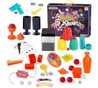 bechoanigel Cassetta magica per bambini, trucchi magici con istruzioni e molti altri utensili, custodia magica 24 in 1 per imparare semplici trucchi magici e illusioni, regalo per ragazzi 6 7 8 9 10