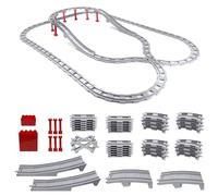 bechoanigel City Binari Set compatibile con Duplo Treno, con Ponte, Binari Dritti, Curvi e Inclinati, per Ampliare la Ferrovia, compatibile con Mattoncini Più Marche, da 2 Anni