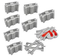 bechoanigel City Binari Set compatibile con Duplo Treno, con Scambi, Binari Incrociato, Curvi e Dritti, per Ampliare la Ferrovia, compatibile con Mattoncini Più Marche, da 2 Anni