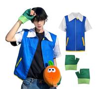 bechoanigel Costume da cosplay anime, costume classico anime Ash Ketchum, set di guanti, cosplay anime, adulti, unisex, per feste a tema, spettacoli di scena