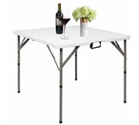 BechUbre Tavolo da picnic quadrato pieghevole da 86,4 cm, per matrimoni, eventi, cucina, feste, giardino, interni ed esterni, in granito bianco