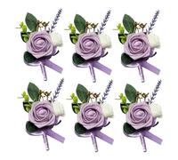 BECIEM 6 spille all'occhiello viola lavanda da uomo, colore lilla, per uomo, testimoni dello sposo, ospiti, fiori artificiali per decorazione di nozze, ballo di fine anno, ritorno a casa
