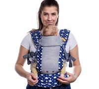 Beco Gemini Marsupio Neonato Ergonomico da 3,2 a 15,8 kg (7-35 lbs) - Posizione a M, Seduta Regolabile - Marsupio da Neonato a Bambino - Mesh 3D traspirante (Cool Rain Drops)