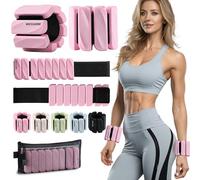 BECOJADDE Pesi per gambe e braccia, 450 g, set di 2 pesi per polsi e caviglie, pesi per piede per pilates, corsa, jogging, cardio allenamento con la forza, colore rosa
