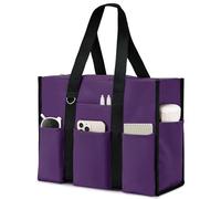 Becokan - Borsa a secchiello grande per donne, impermeabile con 12 tasche, chiusura con cerniera superiore, borsa per insegnanti e infermieri, per lavoro e scuola, Viola, Large