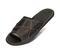 BeComfy Pantofole da Uomo Pelle Pantofole Estive Nero Marrone Rosso 40-46 EU (Nero Rosso, 42)