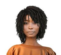 BECUS Parrucca Dreadlock per Donne Nere e Uomini Parrucche Intrecciate Nere a Torsione Corta per Capelli Sintetici (12.5IN, Nero #1B)