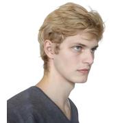 BECUS Parrucche corte da uomo parrucca marrone sfumata bionda per ragazzo maschio capelli corti lisci sostituzione sintetica costume parrucche per capelli naturali di Halloween