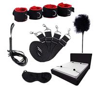 Bed Belt Rêštráint Coppia Set-Set cintura yoga in nylon felpato, adatto per giochi da camera (nero e rosso)