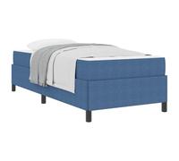Bed Frame with Mattress Blue 80x200 cm Fabric Single Bed with Upholstered Headboard Engineered Wood Frame Medium Firm Pocket Spring Mattress for Bedroom Guest Room Modern Design 140 kg Capacity