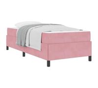 Bed Frame with Mattress Pink 80 x 200 cm Fabric Single Bed with Engineered Wood Slats Medium Firm Pocket Spring Mattress Modern Minimalist Design for Bedroom Guest Room Easy 140 kg Weight Capacity