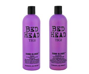 Bed Head by TIGI Dumb Blonde Set Shampoo e Balsamo, 2x 750ml | Trattamento alla cheratina per capelli decolorati e trattati, formula idratante che ripara le doppie punte secche