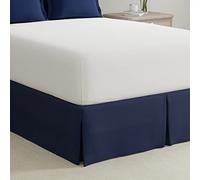 Bed Maker's Tailored Wrap-Around Bedskirt Never Lift Your Mattress Classic 14" Drop Length Pleated Styling, Navy, King