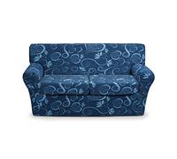 Bed Store SISTEMI RIPOSO Joker Copridivano 2 Posti Millerighe Elasticizzato Linea Cuori Blu/Lavagna