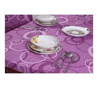 Bed Store SISTEMI RIPOSO Joker Copritavolo Tovaglia per 6 Millerighe Elasticizzato Cerchio 180 Cm Rosa Fragola
