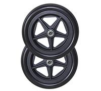 BEdaw 2 Pezzi Di Ricambio per Rotelle Anteriori per Sedia a Rotelle, Pneumatici in Gomma, Battistrada Solido, Larghezza Mozzo 45 Mm con Mozzo in Abs, Ruote Walker/Black/7Inch/180Mm