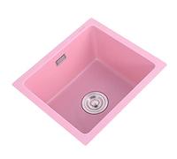 BEdaw Lavello da Cucina, Singola Vasca Bar Prep Pietra Di Quarzo Granito con Tubo Di Scarico e Kit Di Installazione Drop-In o Undermount/Pink/43X43X22Cm