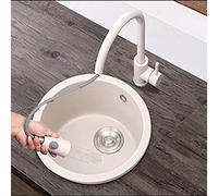 BEdaw Lavello da Cucina Sottotop Nero, Lavello da Bar da Esterno con Rubinetto Combinato Sottotop, Kit Lavello da Cucina con Rubinetto Incluso/Beige B/36Cm