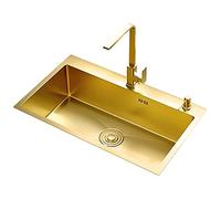 BEdaw Sotto il Lavello Della Cucina Nano Gold Lavello in Acciaio Inossidabile 304 Lavello Singolo Lavandino Domestico Fatto a Mano Lavanderia per Piscina Balcone Lavandino per Lavanderia in Acciaio