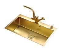 BEdaw Sotto il Lavello Della Cucina Nano Gold Lavello in Acciaio Inossidabile 304 Lavello Singolo Lavandino Domestico Fatto a Mano Lavanderia per Piscina Balcone Lavandino per Lavanderia in Acciaio