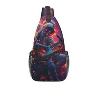 Bedbliss Borsa a tracolla con stampa di astronauta con chitarra e tracolla, zaino da palestra, viaggi, escursionismo, stile casual, Astronauta suona la chitarra 1, Taglia unica