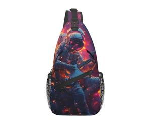 Bedbliss Borsa a tracolla con stampa di astronauta con chitarra e tracolla, zaino da palestra, viaggi, escursionismo, stile casual, Astronauta suona la chitarra 1, Taglia unica