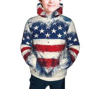 Bedbliss Felpe con cappuccio per ragazzi e ragazze, pullover con cappuccio e tasca, Bandiera americana 20, 17-18 Years