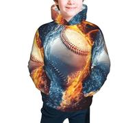 Bedbliss Felpe con cappuccio per ragazzi e ragazze, pullover con cappuccio e tasca, Baseball 20, 10-12 Years