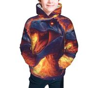 Bedbliss Felpe con cappuccio per ragazzi e ragazze, pullover con cappuccio e tasca, Dinosauri Galaxy 20, 7-8 Years