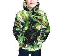 Bedbliss Felpe con cappuccio per ragazzi e ragazze, pullover con cappuccio e tasca, Dinosauro Verde 20, 17-18 Years