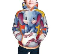 Bedbliss Felpe con cappuccio per ragazzi e ragazze, pullover con cappuccio e tasca, Elefante carino 20, 7-8 Years