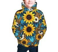 Bedbliss Felpe con cappuccio per ragazzi e ragazze, pullover con cappuccio e tasca, Girasole 20, 17-18 Years