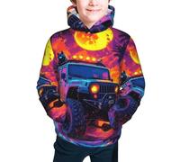 Bedbliss Felpe con cappuccio per ragazzi e ragazze, pullover con cappuccio e tasca, Lupo colorato neon 20, 10-12 Years