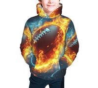 Bedbliss Felpe con cappuccio per ragazzi e ragazze, pullover con cappuccio e tasca, Pallone da rugby 20, 7-8 Years