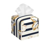 Bedbliss Navy Strisce Bianche Stampa In Pelle Tessuto Box Holder Cover Organizzatore Quadrato Per Camera Da Letto Comò Comodino Notte Scrivania U