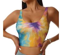 Bedbliss Reggiseni sportivi da donna Yoga Crop Canotte per esercizio atletico allenamento corsa ciclismo palestra S-2XL, Colorato Tie Dye 7, L