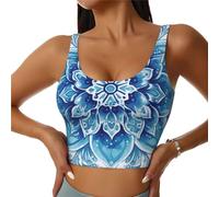 Bedbliss Reggiseni sportivi da donna Yoga Crop Canotte per esercizio atletico allenamento corsa ciclismo palestra S-2XL, Mandala Blu 7, L