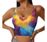 Bedbliss Reggiseni sportivi da donna Yoga Crop Canotte per esercizio atletico allenamento corsa ciclismo palestra S-2XL, Colorato Tie Dye 5, L