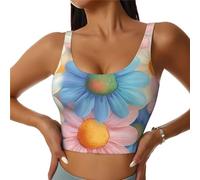 Bedbliss Reggiseni sportivi da donna Yoga Crop Canotte per esercizio atletico allenamento corsa ciclismo palestra S-2XL, Fiore 19, L