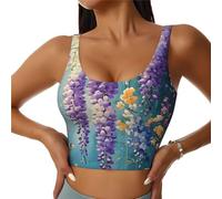 Bedbliss Reggiseni sportivi da donna Yoga Crop Canotte per esercizio atletico allenamento corsa ciclismo palestra S-2XL, Fiore 14, L