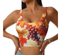 Bedbliss Reggiseni sportivi da donna Yoga Crop Canotte per esercizio atletico allenamento corsa ciclismo palestra S-2XL, Foglie d'acero autunnale 11, L