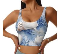 Bedbliss Reggiseni sportivi da donna Yoga Crop Canotte per esercizio atletico allenamento corsa ciclismo palestra S-2XL, Stella marina Corallo Blu Estate 1, L