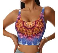 Bedbliss Reggiseni sportivi da donna Yoga Crop Canotte per esercizio atletico allenamento corsa ciclismo palestra S-2XL, Fiori Mandala 3, L