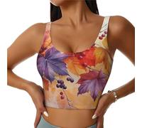 Bedbliss Reggiseni sportivi da donna Yoga Crop Canotte per esercizio atletico allenamento corsa ciclismo palestra S-2XL, Foglie d'acero autunnale 13, L