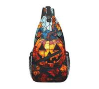 Bedbliss Sling Bag Crossbody Zaino a tracolla Borse da palestra Viaggi Escursionismo Casual Daypack, Halloween 7, 19x9x39cm